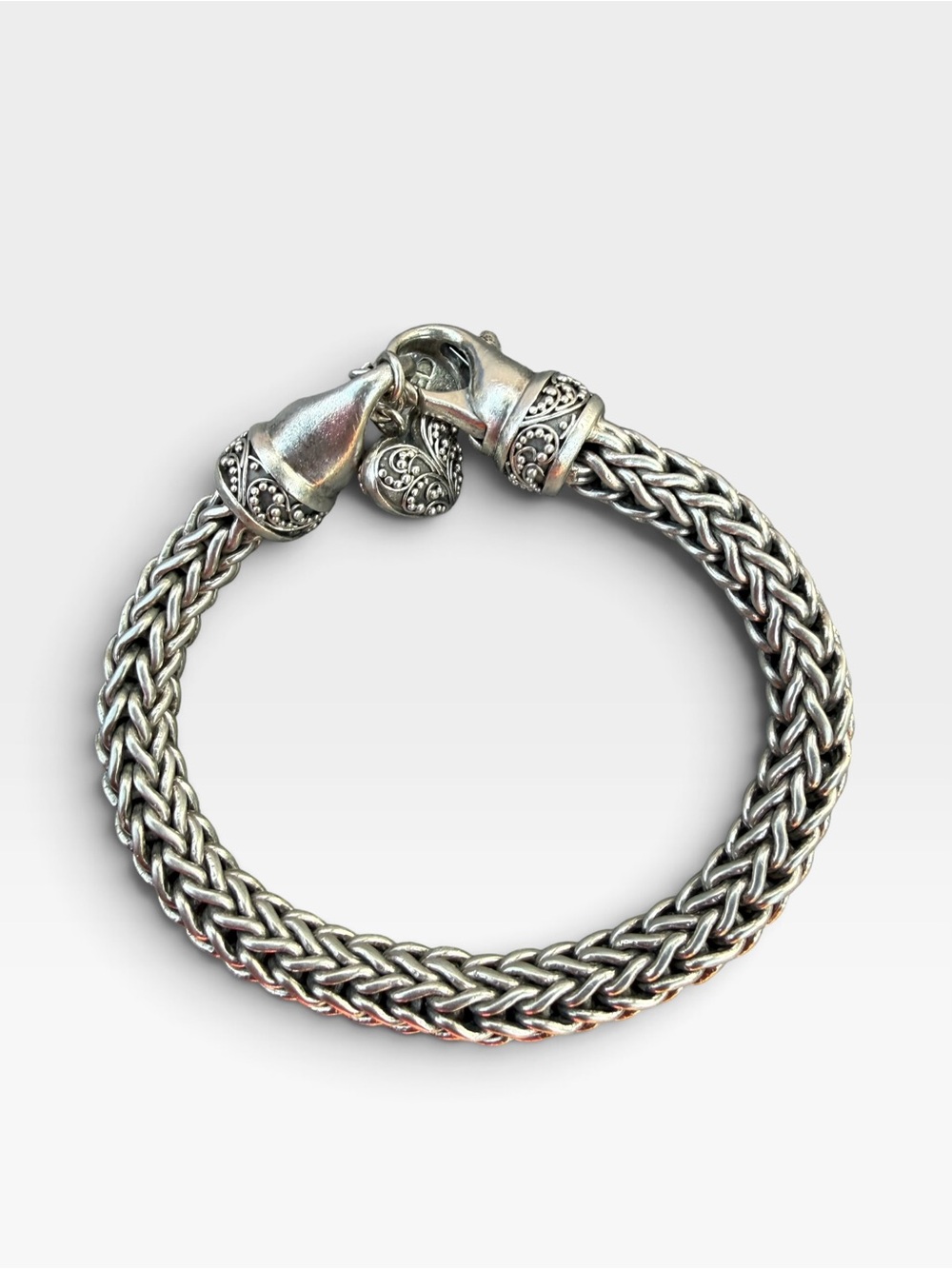 Jared Women's Braided Silver-Tone Bracelet with Heart Charm
